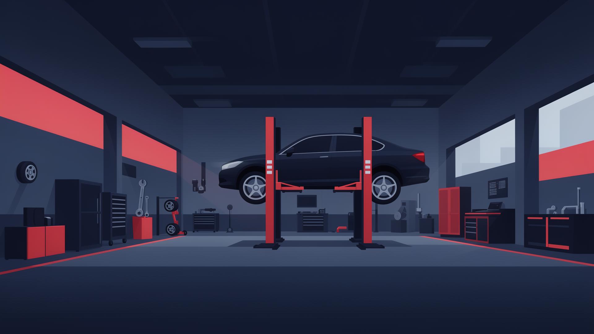 Modern car workshop